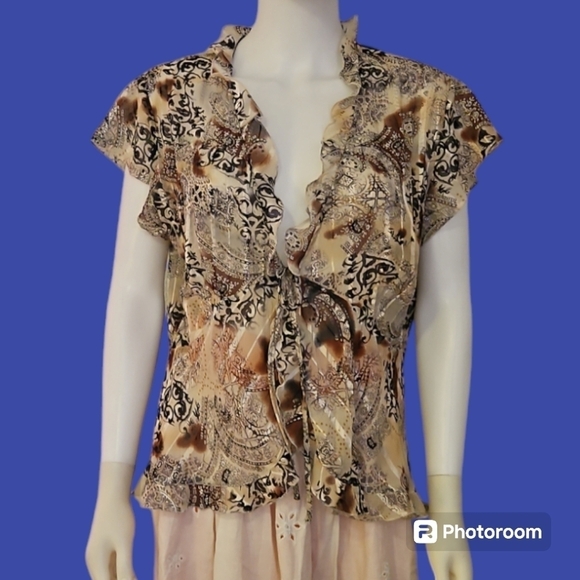 BAY STUDIO Y2k Ruffle Chiffon Open Tie Fairycore Castlecore Blouse - Picture 1 of 6